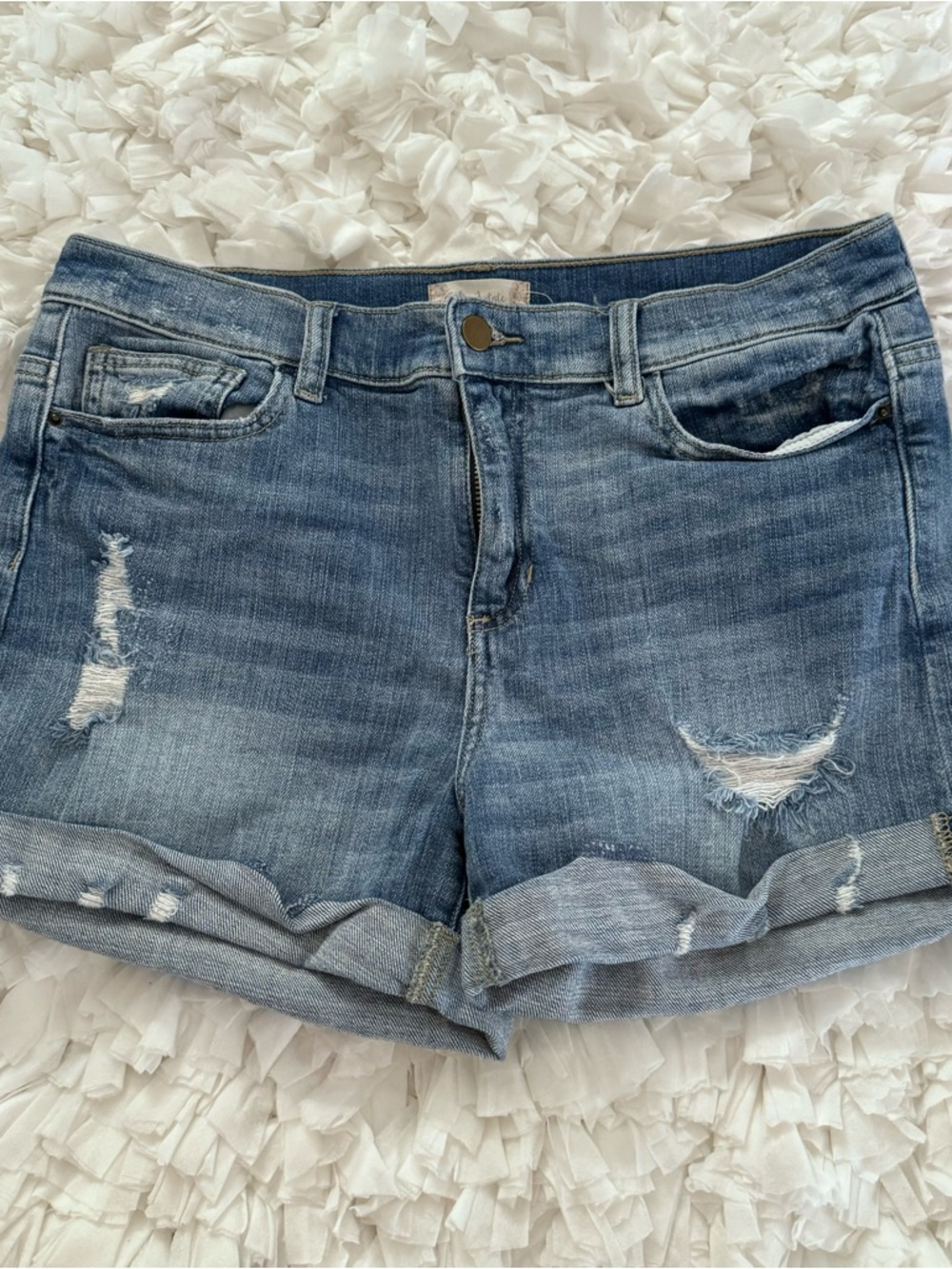 Altar'd State Faded Blue Distressed Jean Shorts